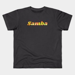 Samba lettering in orange yellow on green background Kids T-Shirt